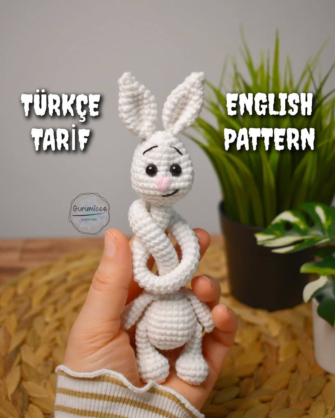Amigurumi Rabbit Crochet Pattern: Free English and Turkish Instructions for White Bunny Doll