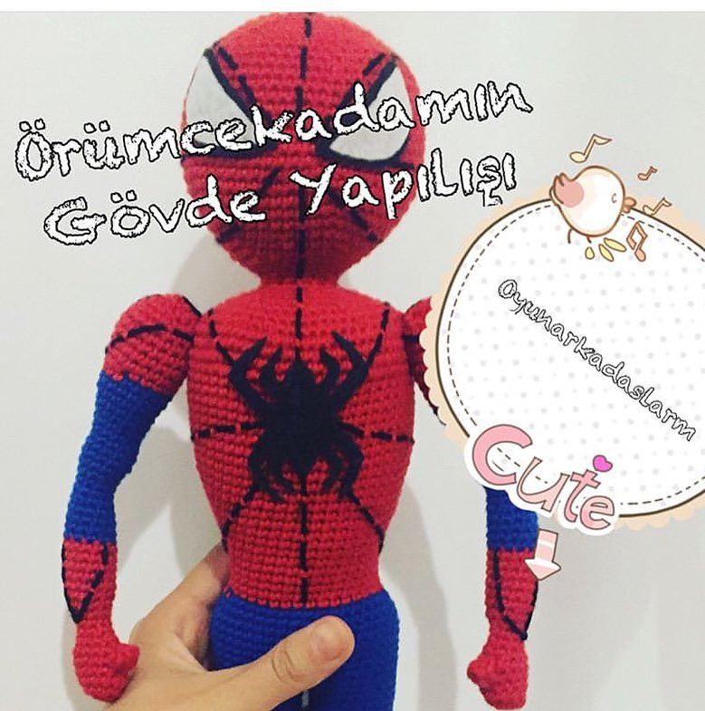 Amigurumi Spider-Man Crochet Pattern: Head and Arm Instructions