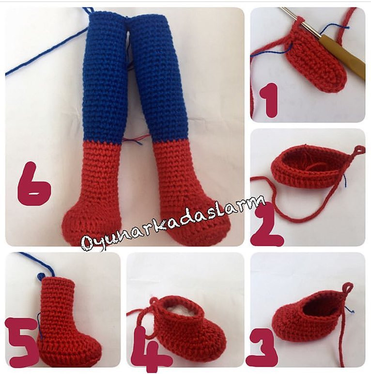 Amigurumi Spider-Man Crochet Pattern: Head and Arm Instructions