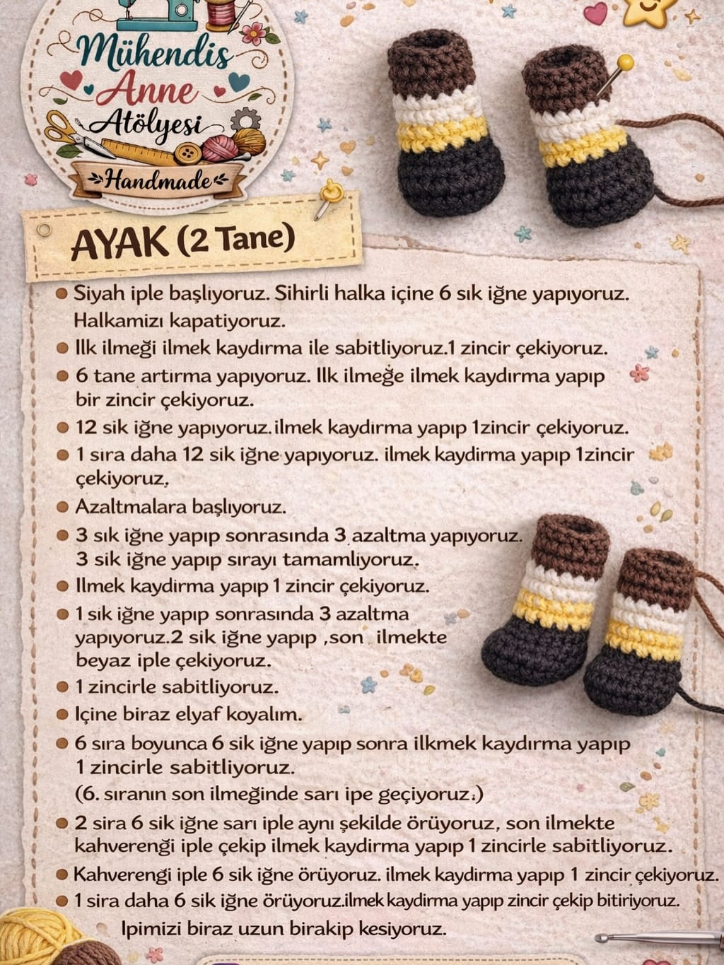 Amigurumi Sünger Bob Anahtarlık Mök Len Dersesi: Gövde, Ayak, Kol ve Göz Adım Adım Yapım