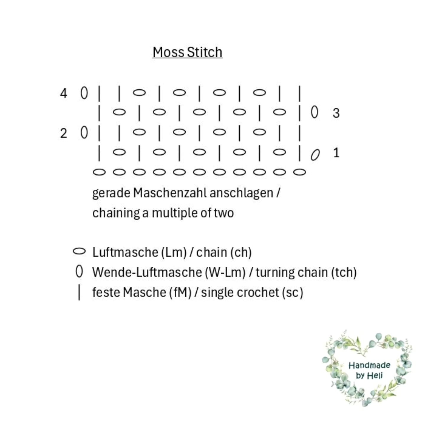 Anleitung für Platzset und Tischläufer mit Moss Stitch Muster, Garn Bobbiny Junior 3mm, Häkelnadel 6mm