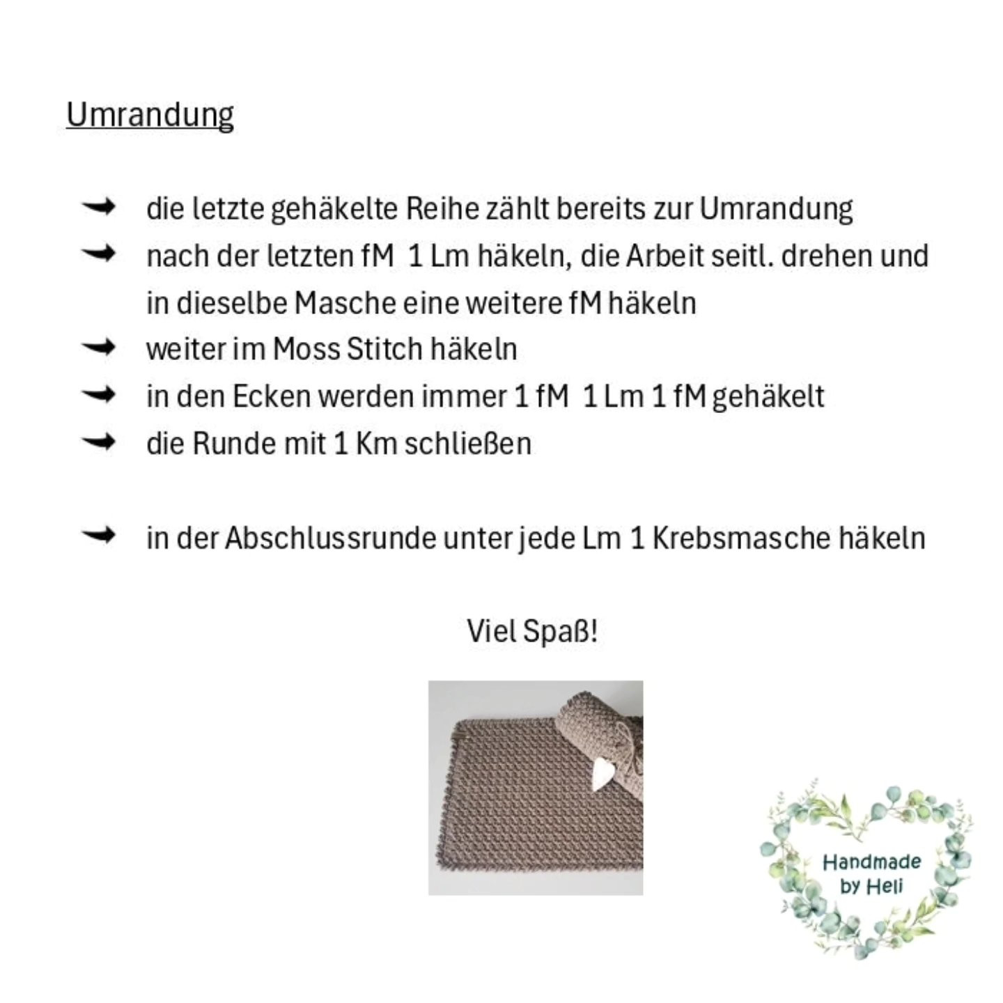 Anleitung für Platzset und Tischläufer mit Moss Stitch Muster, Garn Bobbiny Junior 3mm, Häkelnadel 6mm