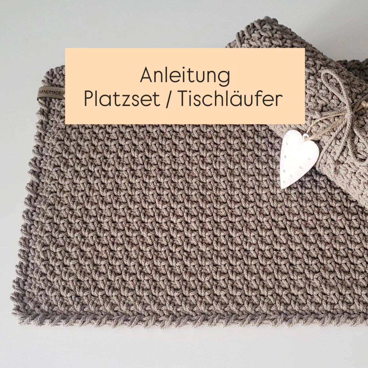 Anleitung für Platzset und Tischläufer mit Moss Stitch Muster, Garn Bobbiny Junior 3mm, Häkelnadel 6mm