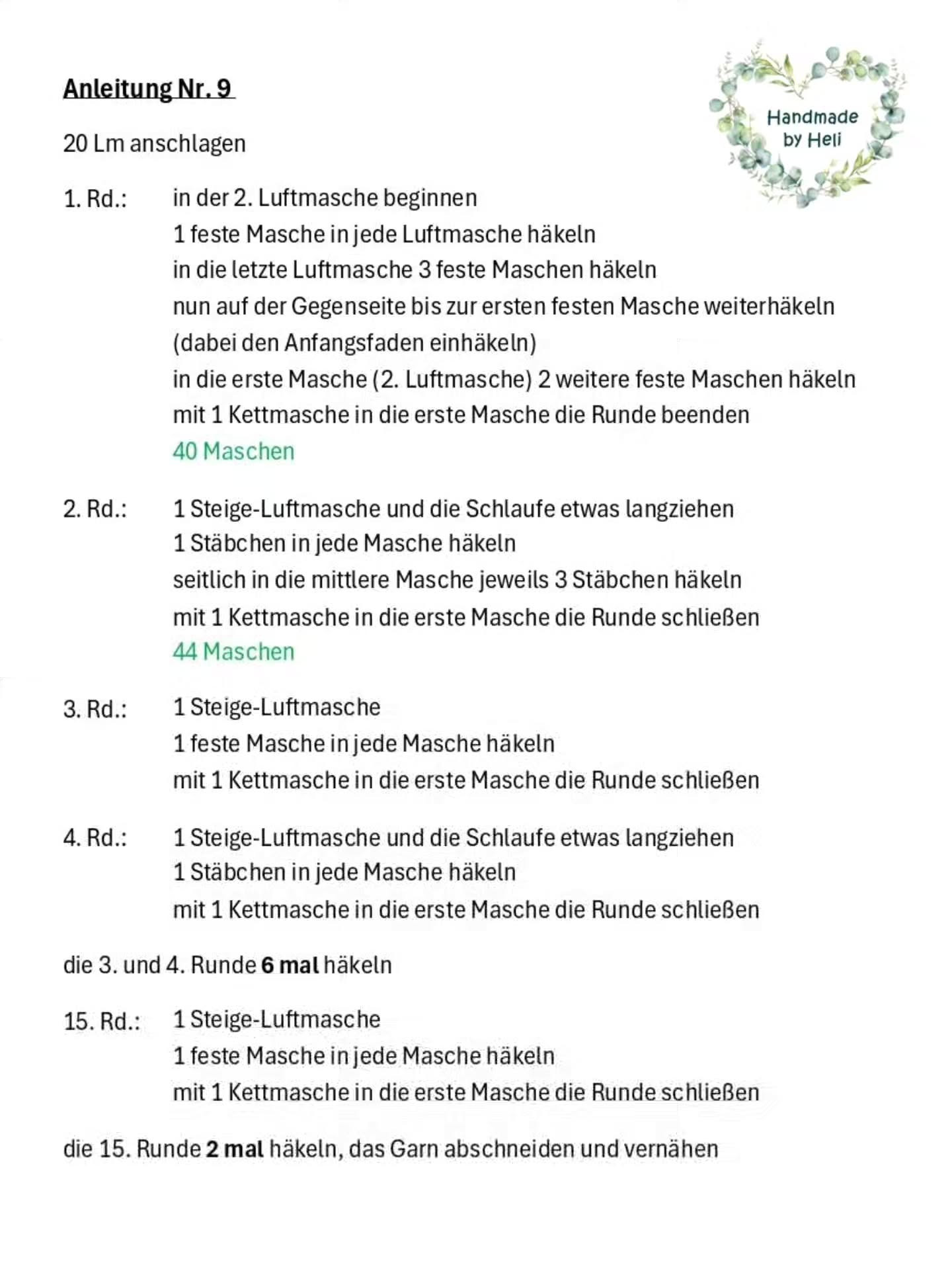 Anleitung Nr. 9: Anleitung zum Häkeln eines rosa-weißen Beutels mit Rentier-Label