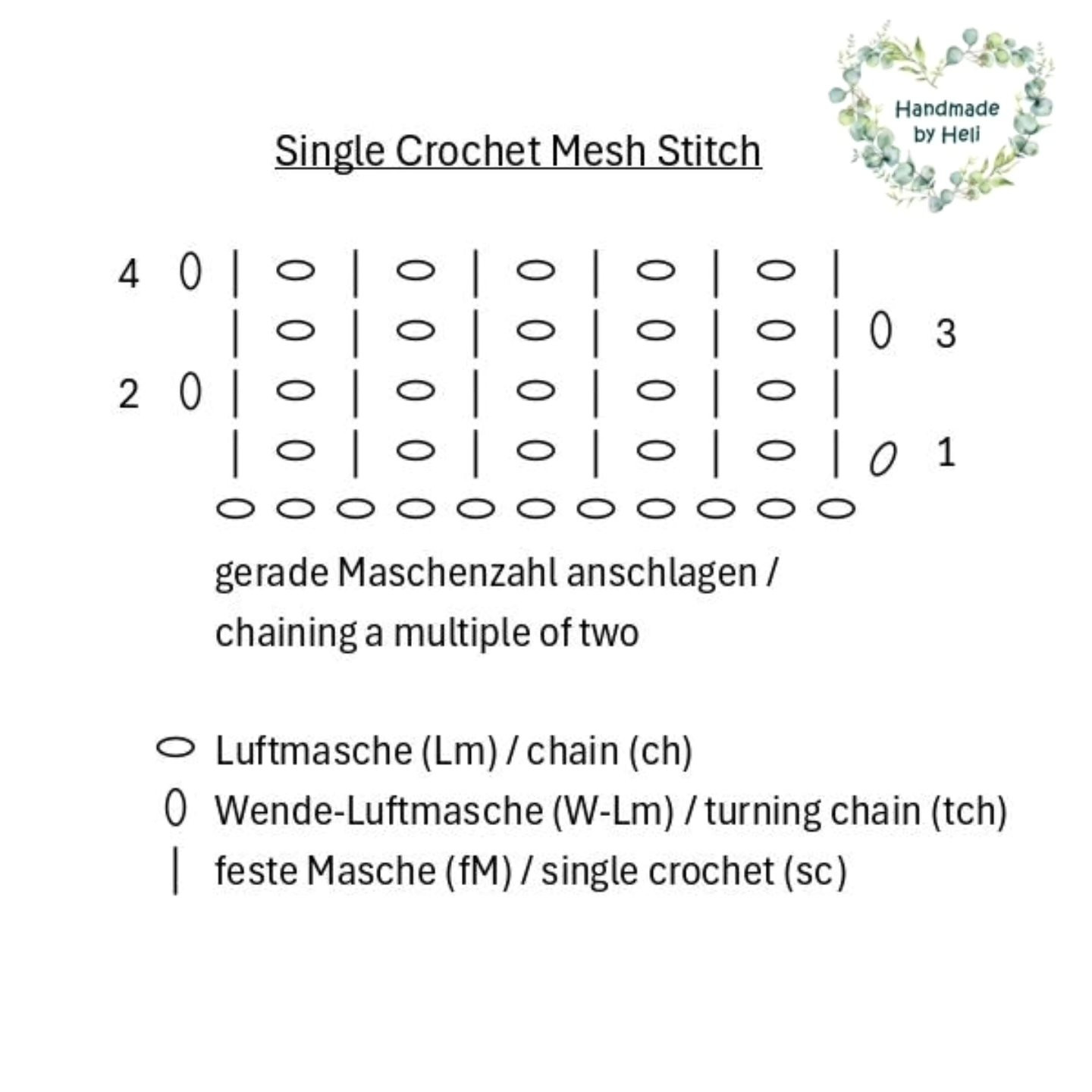 Anleitung Single Crochet Mesh Stitch - Häkelanleitung für Anfänger