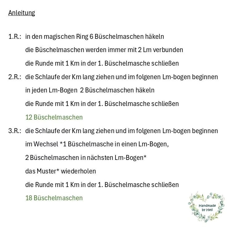 Anleitung Untersetzer mit 3er Büschelmaschen - Handmade by Heli