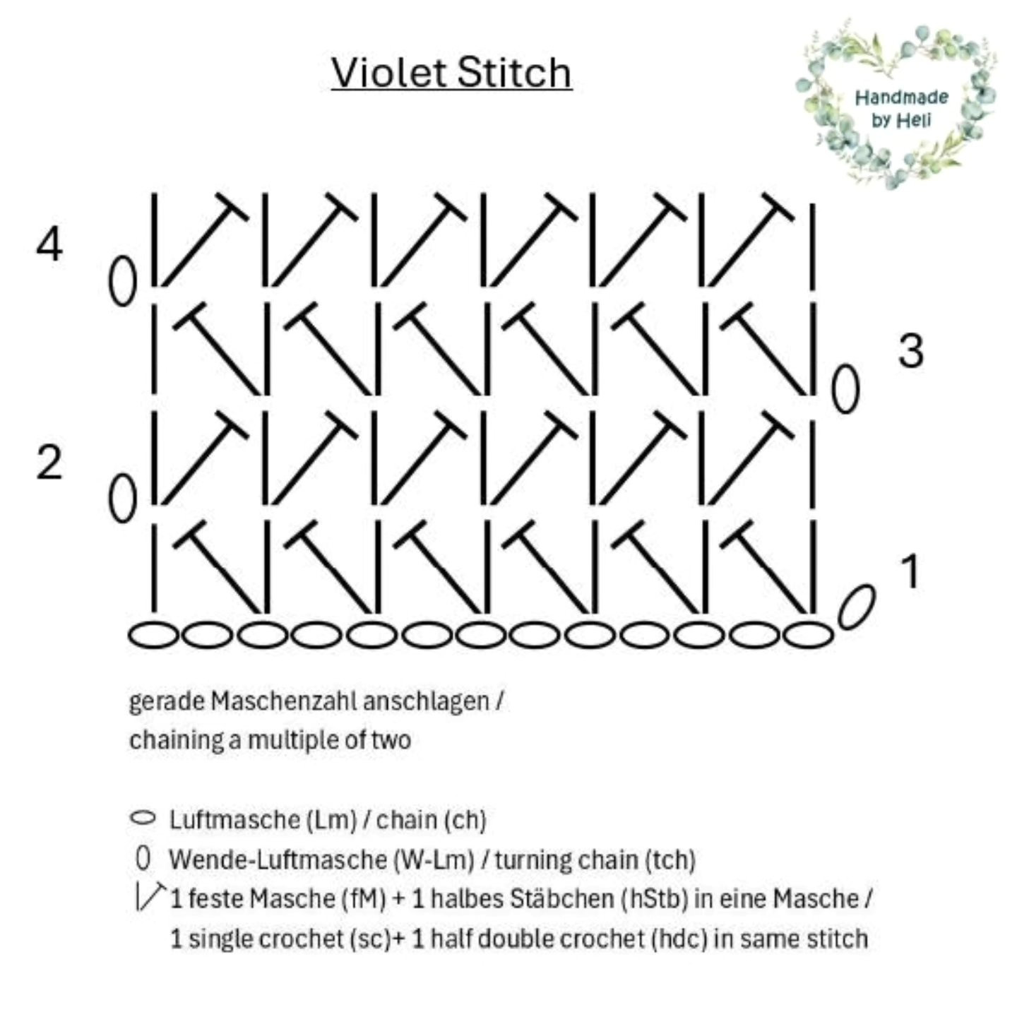 Anleitung Violet Stitch: Häkelanleitung für ein Anfängerfreundliches Flächennmuster