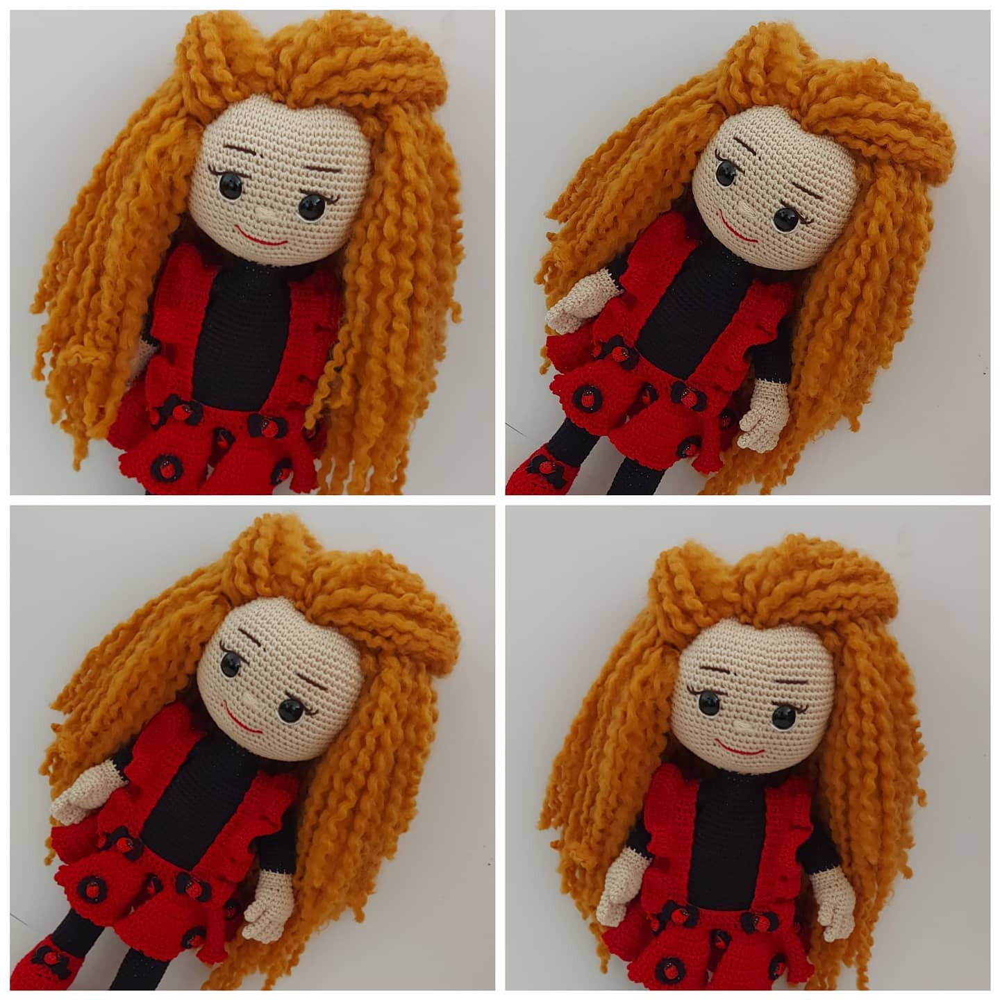 Asu Bebek Tarifi: Amigurumi Doll Crochet Pattern for Long-Haired Girl with Red Dress