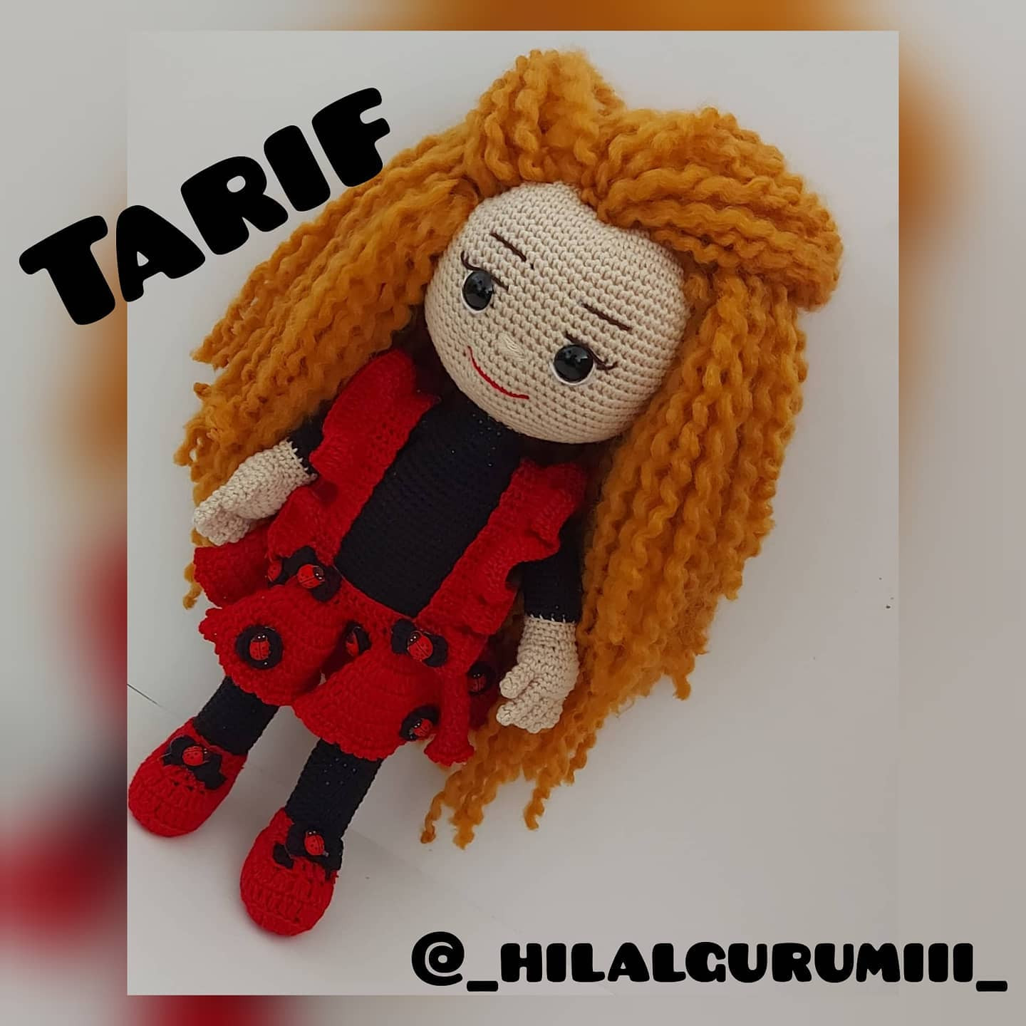 Asu Bebek Tarifi: Amigurumi Doll Crochet Pattern for Long-Haired Girl with Red Dress