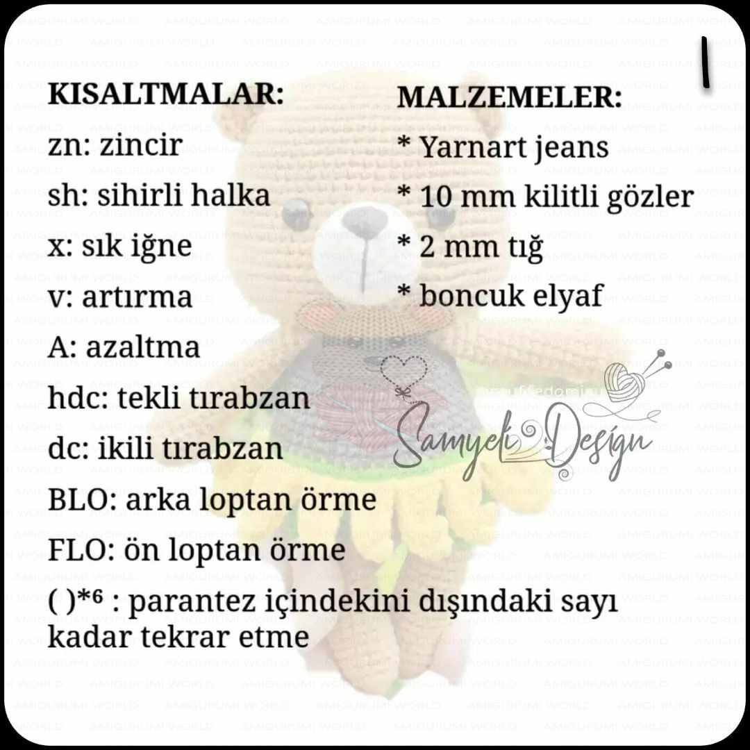 Ayçiçeği Ayıcık Ücretsiz Amigurumi Tarifi