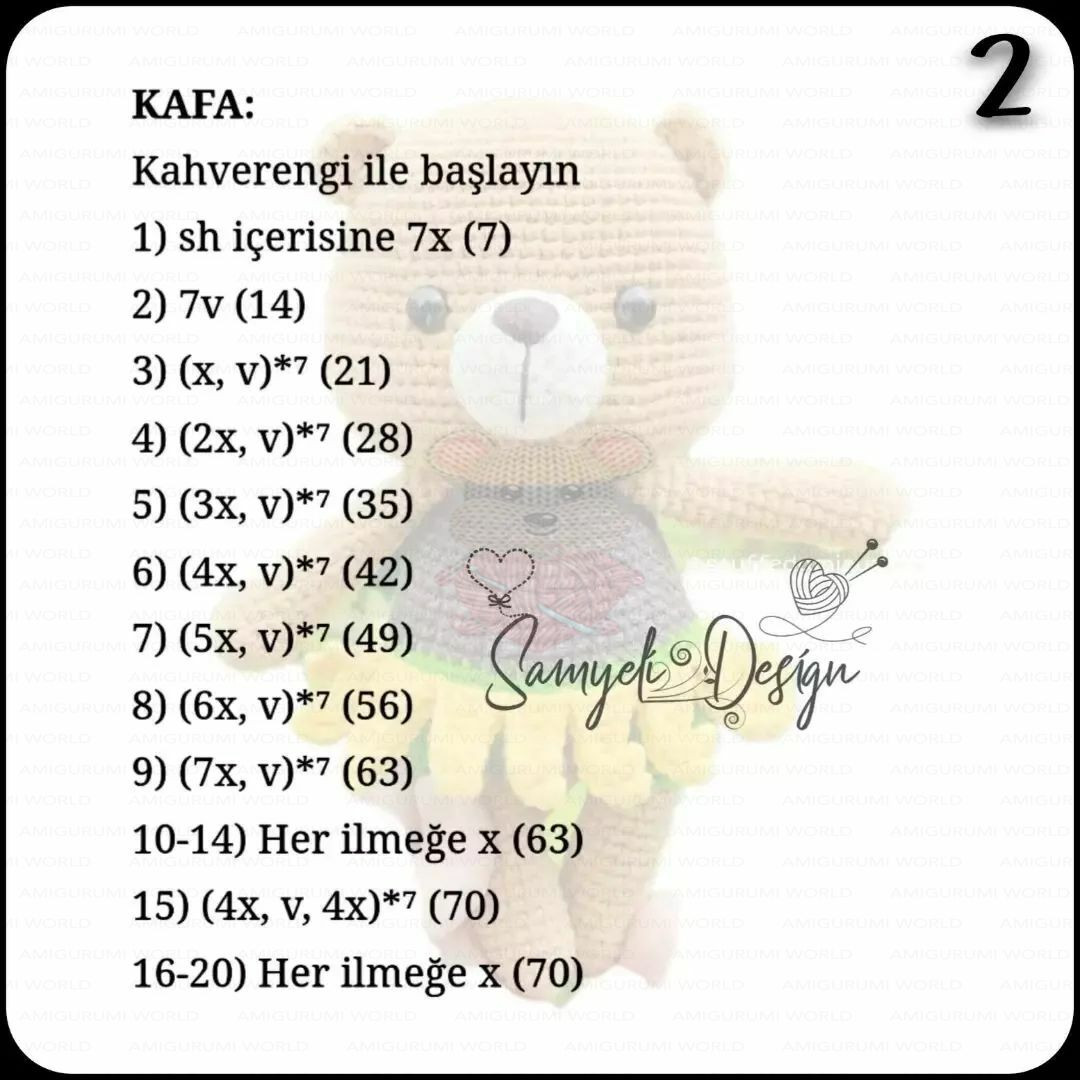 Ayçiçeği Ayıcık Ücretsiz Amigurumi Tarifi