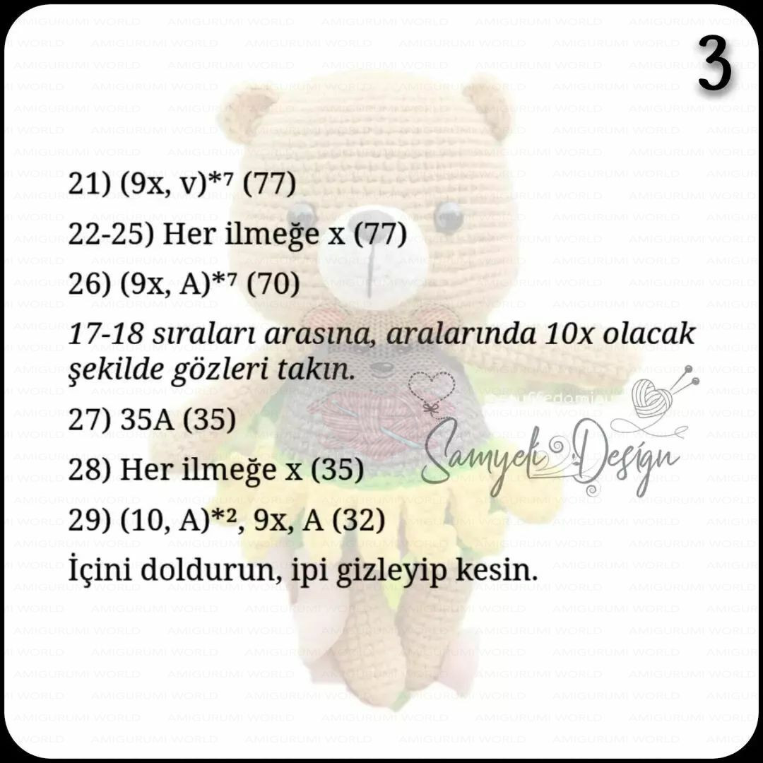 Ayçiçeği Ayıcık Ücretsiz Amigurumi Tarifi