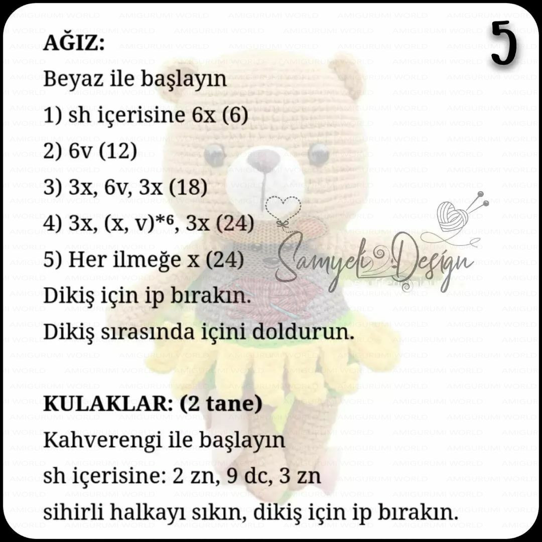 Ayçiçeği Ayıcık Ücretsiz Amigurumi Tarifi