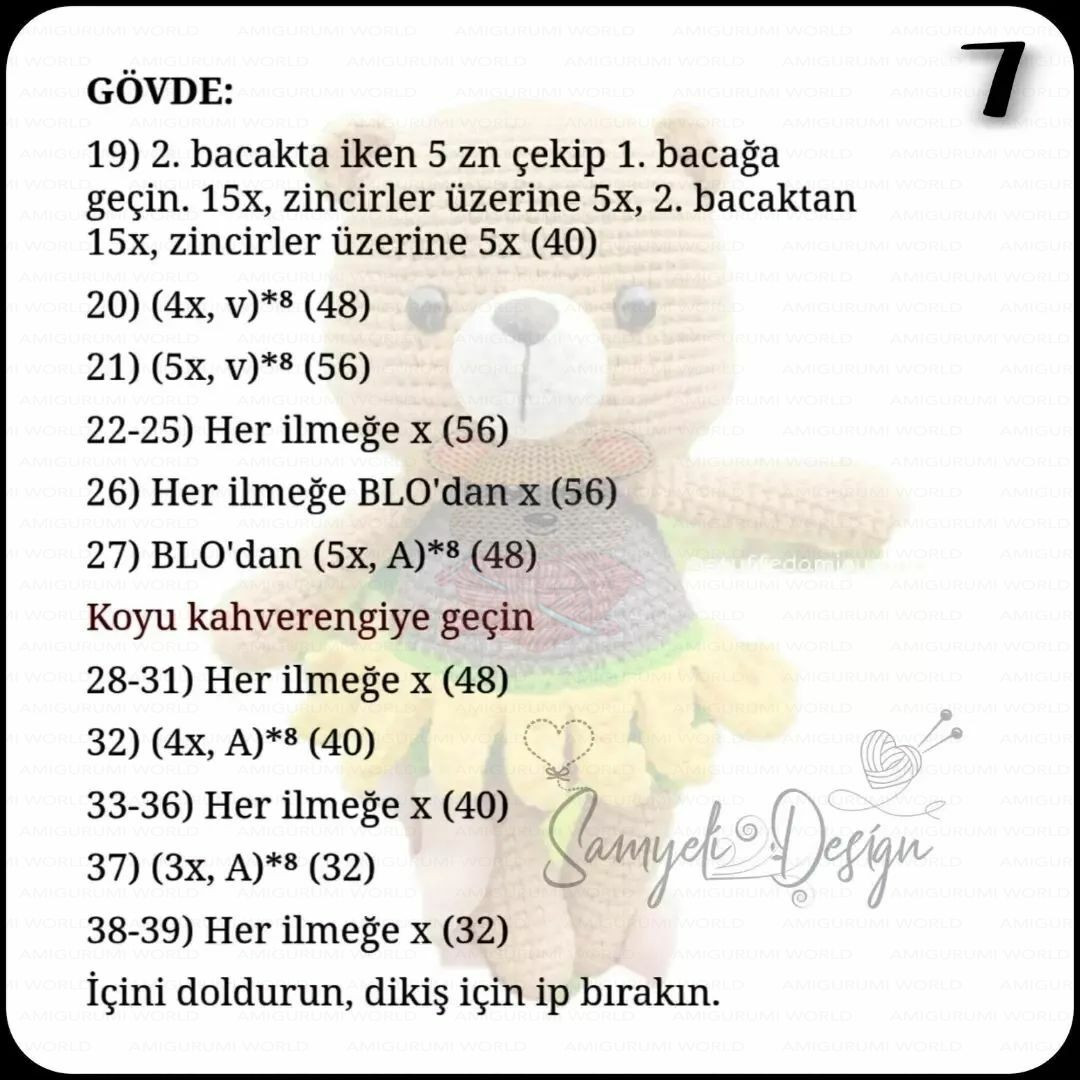 Ayçiçeği Ayıcık Ücretsiz Amigurumi Tarifi