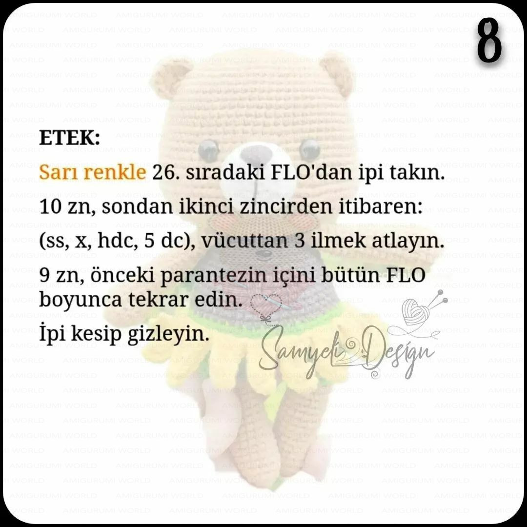 Ayçiçeği Ayıcık Ücretsiz Amigurumi Tarifi
