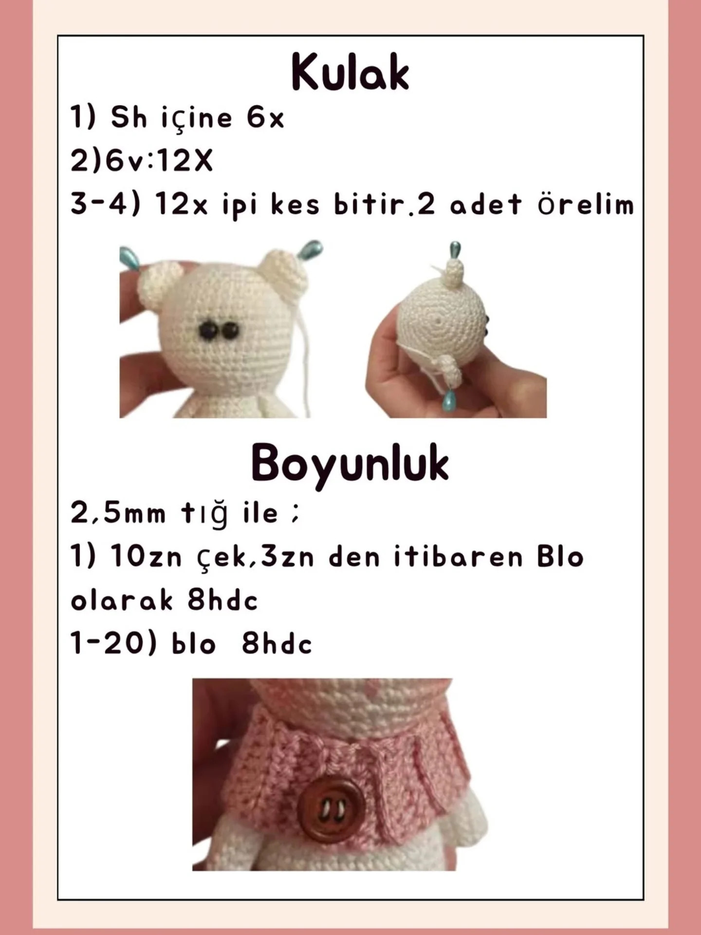 Ayıcığım Lokum: Hướng dẫn móc gấu bông Amigurumi dễ thương màu kem với khăn choàng