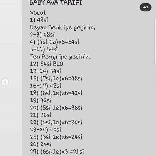 Baby Ava Tarifi - Amigurumi Bebek Örgü Dersleri ve Şemaları