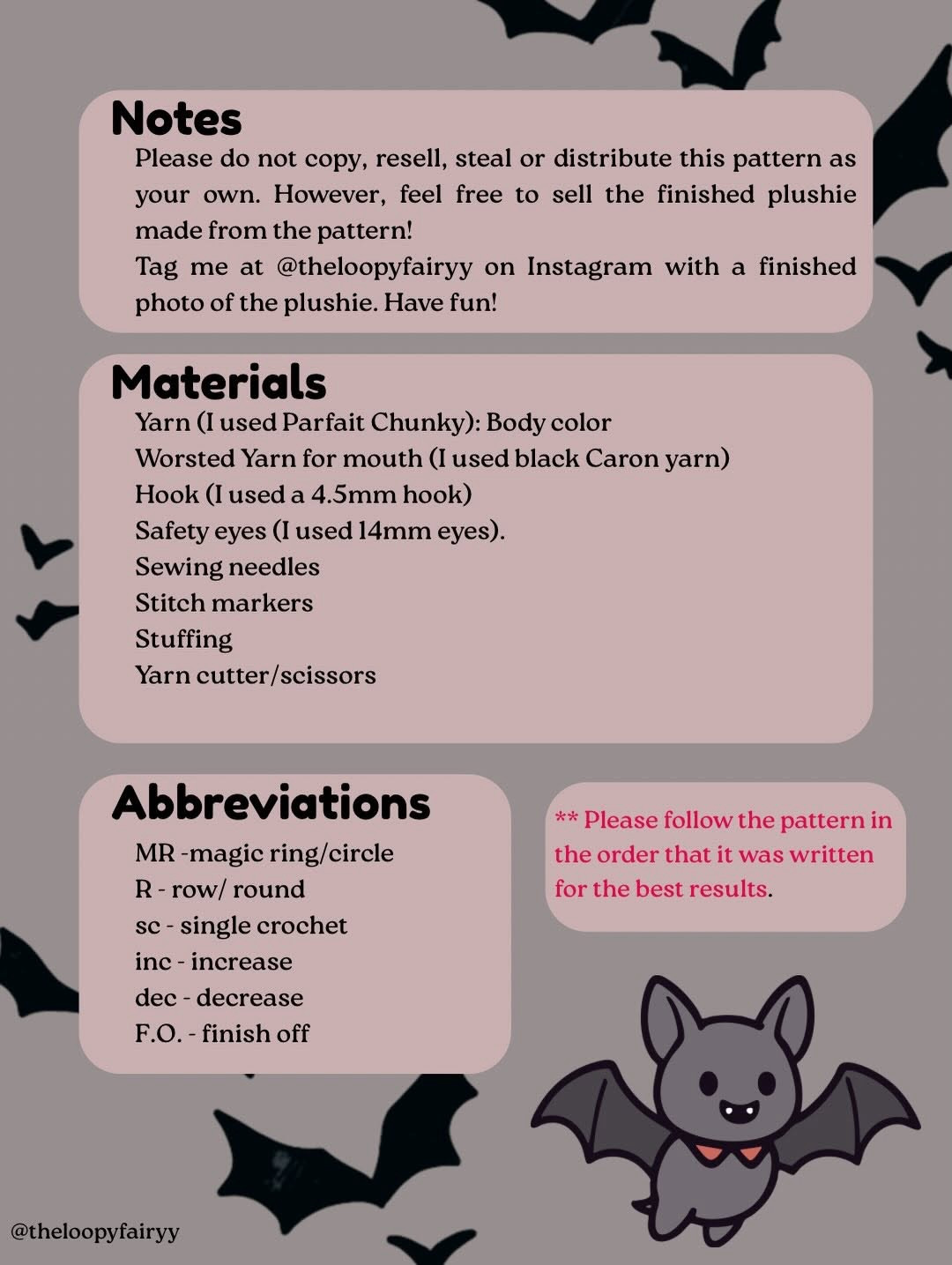 Baby Bat Free Crochet Pattern - Cute Pink Amigurumi Plushie Tutorial with Horns and Wings