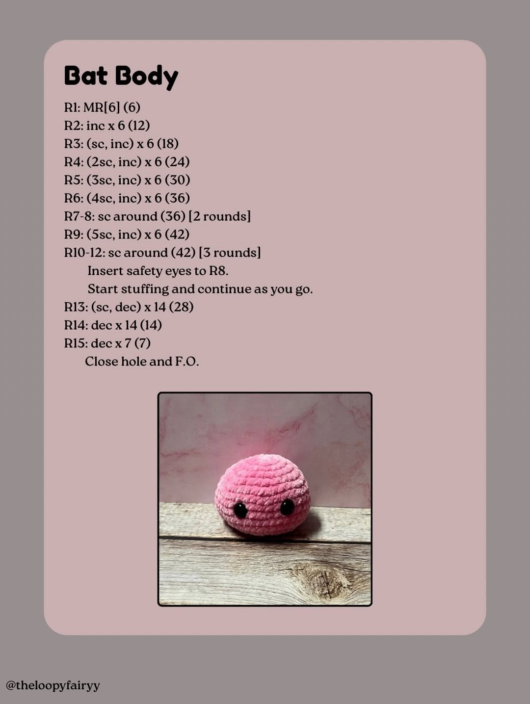 Baby Bat Free Crochet Pattern - Cute Pink Amigurumi Plushie Tutorial with Horns and Wings