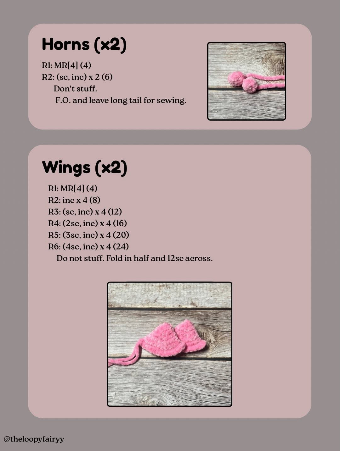 Baby Bat Free Crochet Pattern - Cute Pink Amigurumi Plushie Tutorial with Horns and Wings