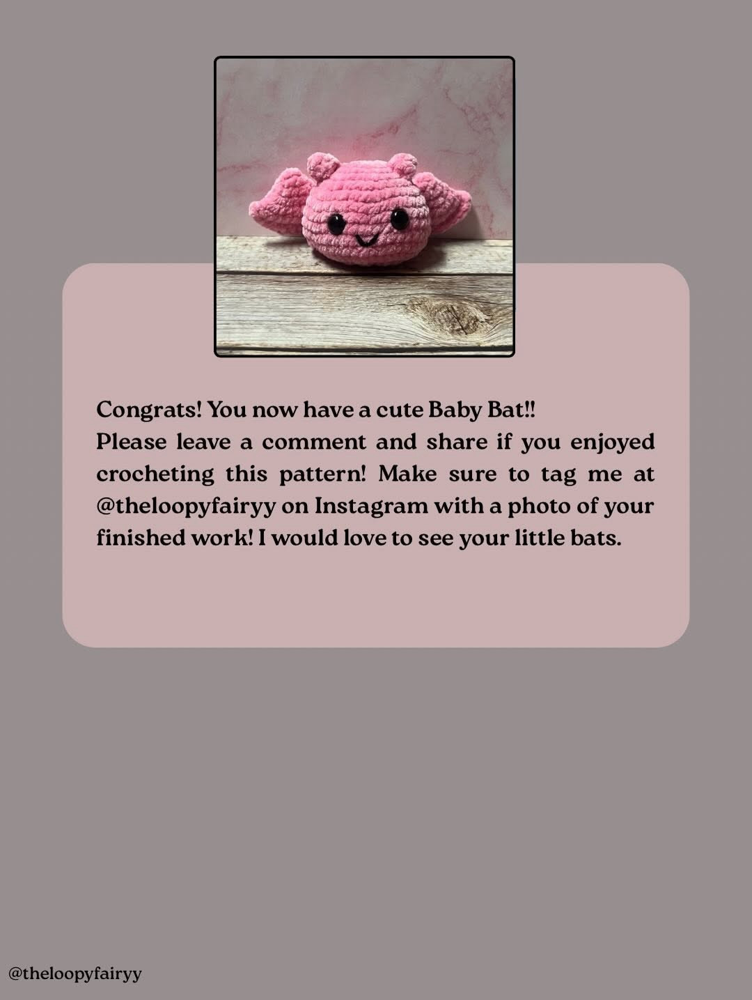 Baby Bat Free Crochet Pattern - Cute Pink Amigurumi Plushie Tutorial with Horns and Wings