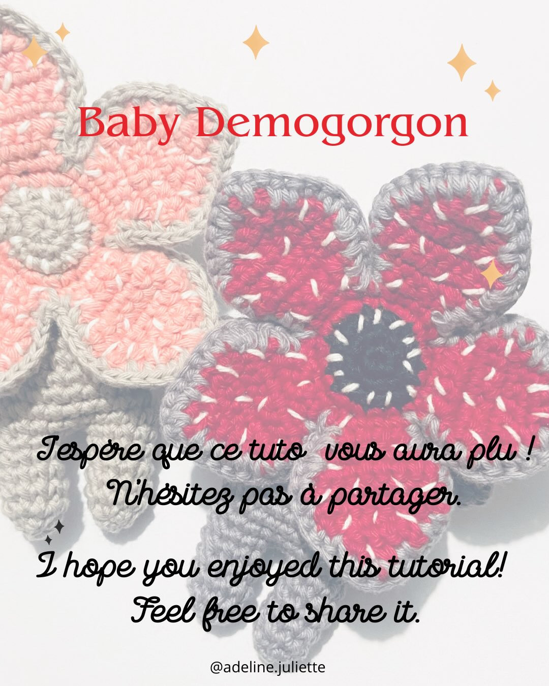 Baby Demogorgon Free Crochet Pattern: Classic Red and Pastel Pink Versions