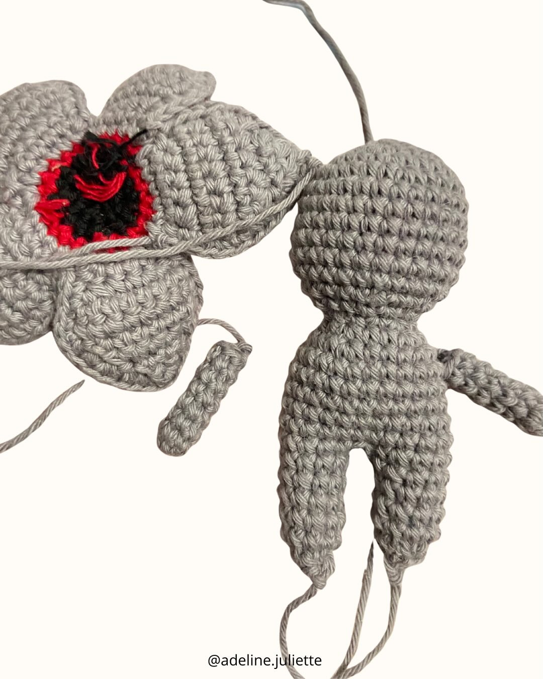 Baby Demogorgon Free Crochet Pattern: Classic Red and Pastel Pink Versions