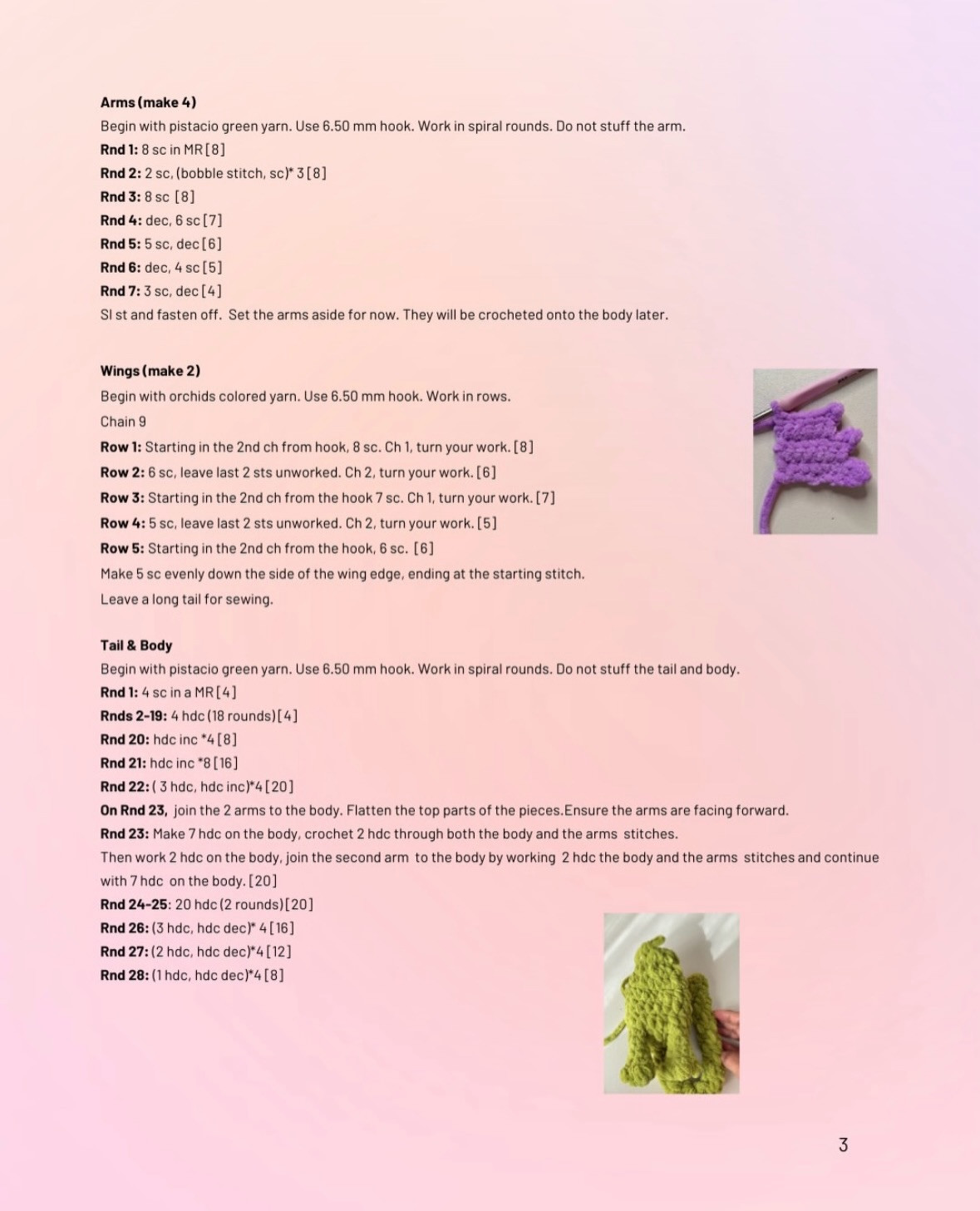 Baby Dragon Free Crochet Pattern: Colorful Amigurumi Doll with Wings and Spikes Tutorial