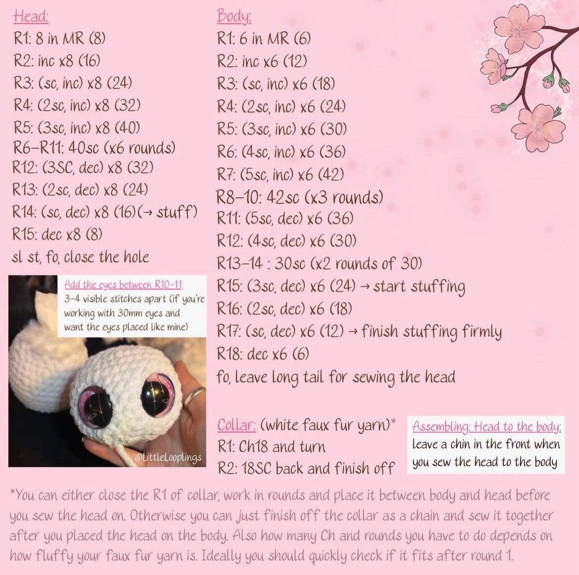 Batlyn the Cherry Blossom Bat Free Amigurumi Crochet Pattern