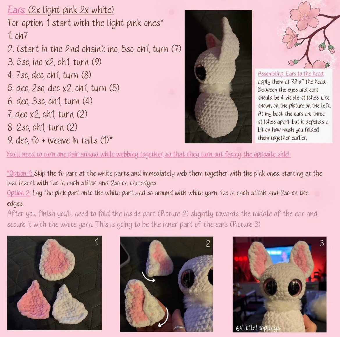 Batlyn the Cherry Blossom Bat Free Amigurumi Crochet Pattern