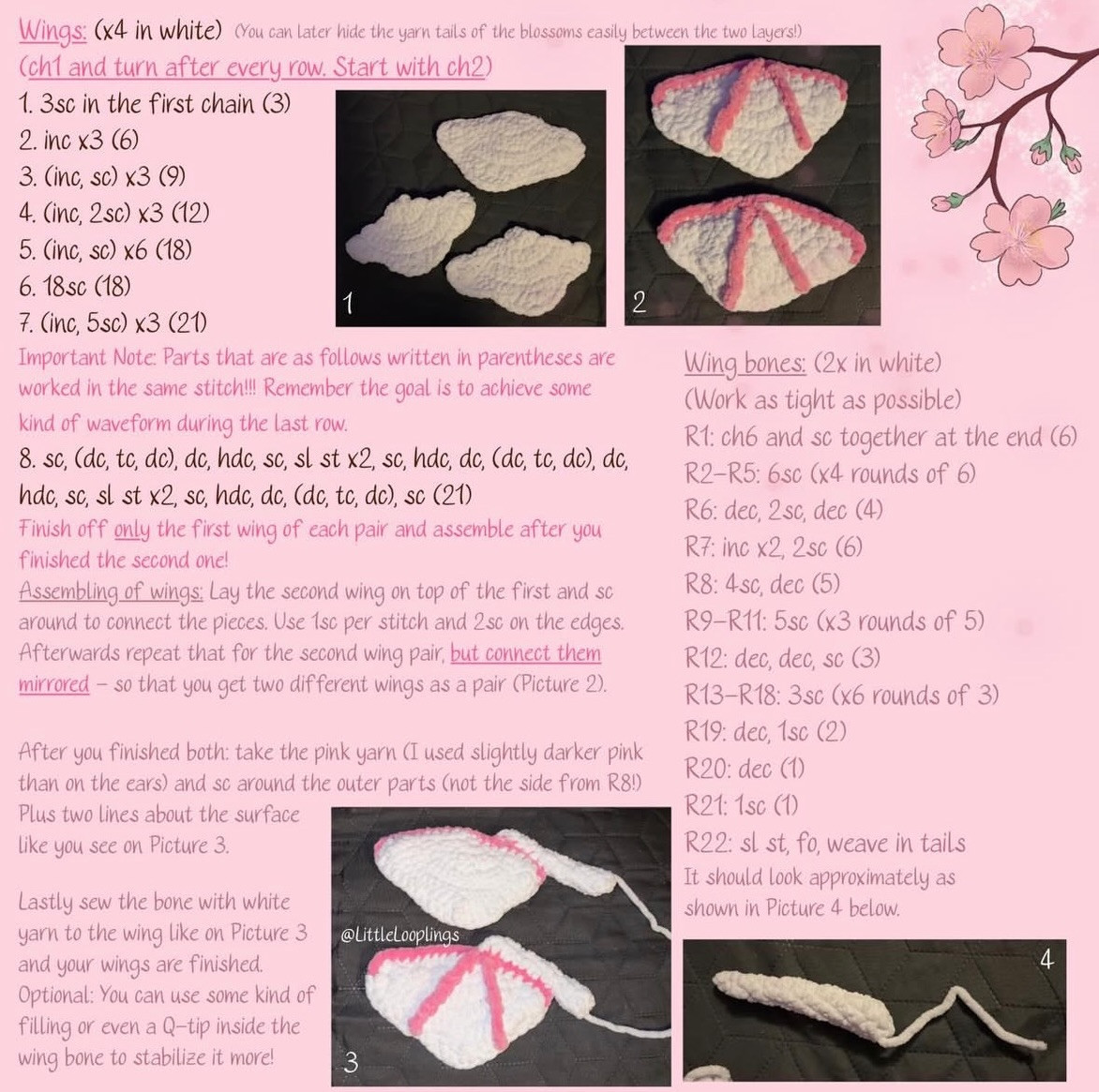Batlyn the Cherry Blossom Bat Free Amigurumi Crochet Pattern