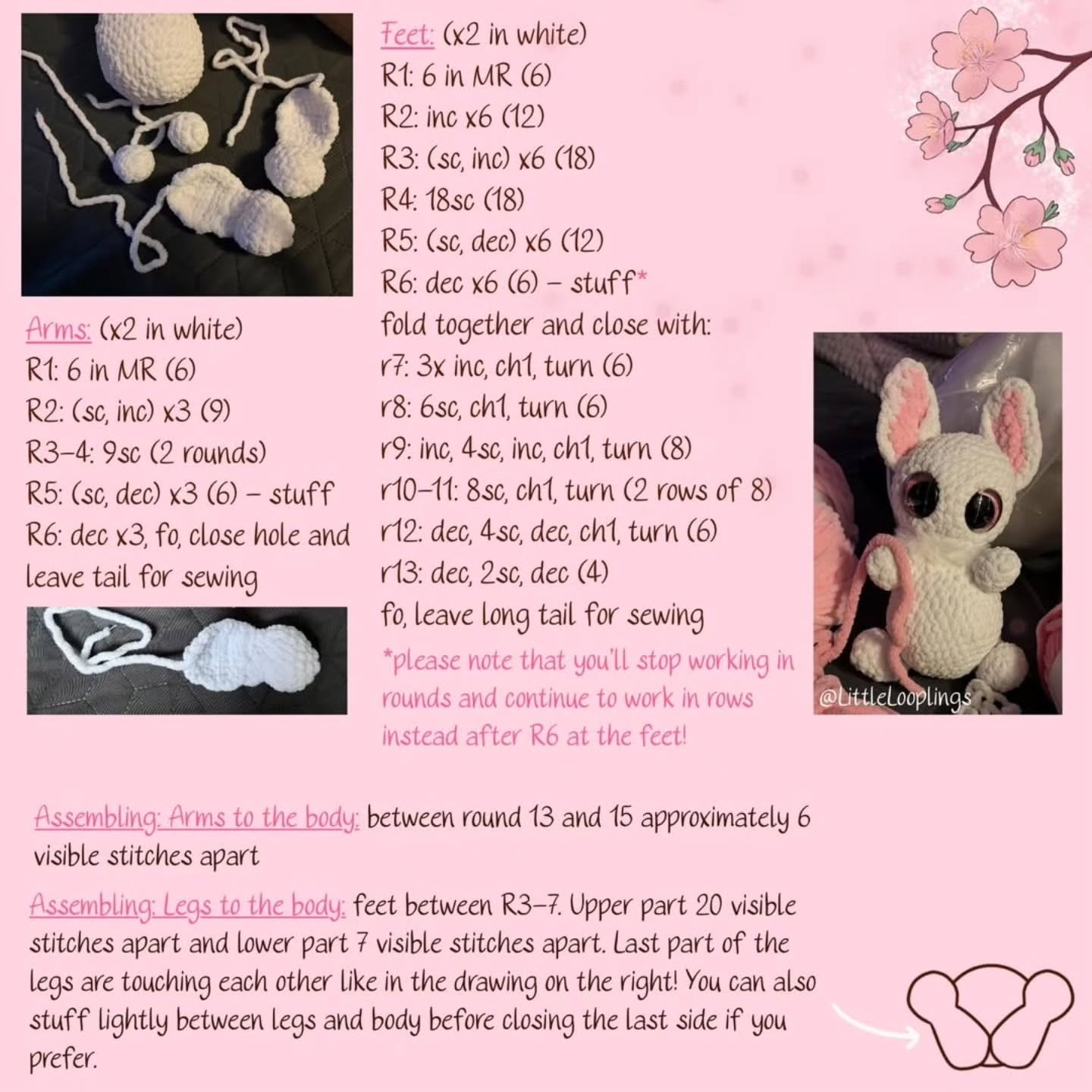 Batlyn the Cherry Blossom Bat Free Crochet Pattern