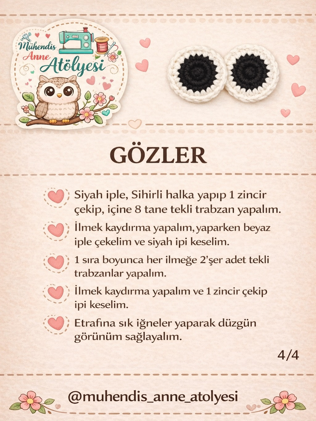 Baykuş Bardak Altlığı Örgü Tarifi - Adım Adım Mısır İşi Baykuş Deseni