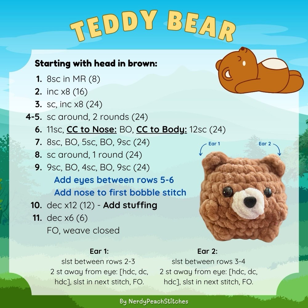 Beans the Chonky Bear: Free No-Sew Crochet Pattern for Teddy, Panda, and Polar Bears