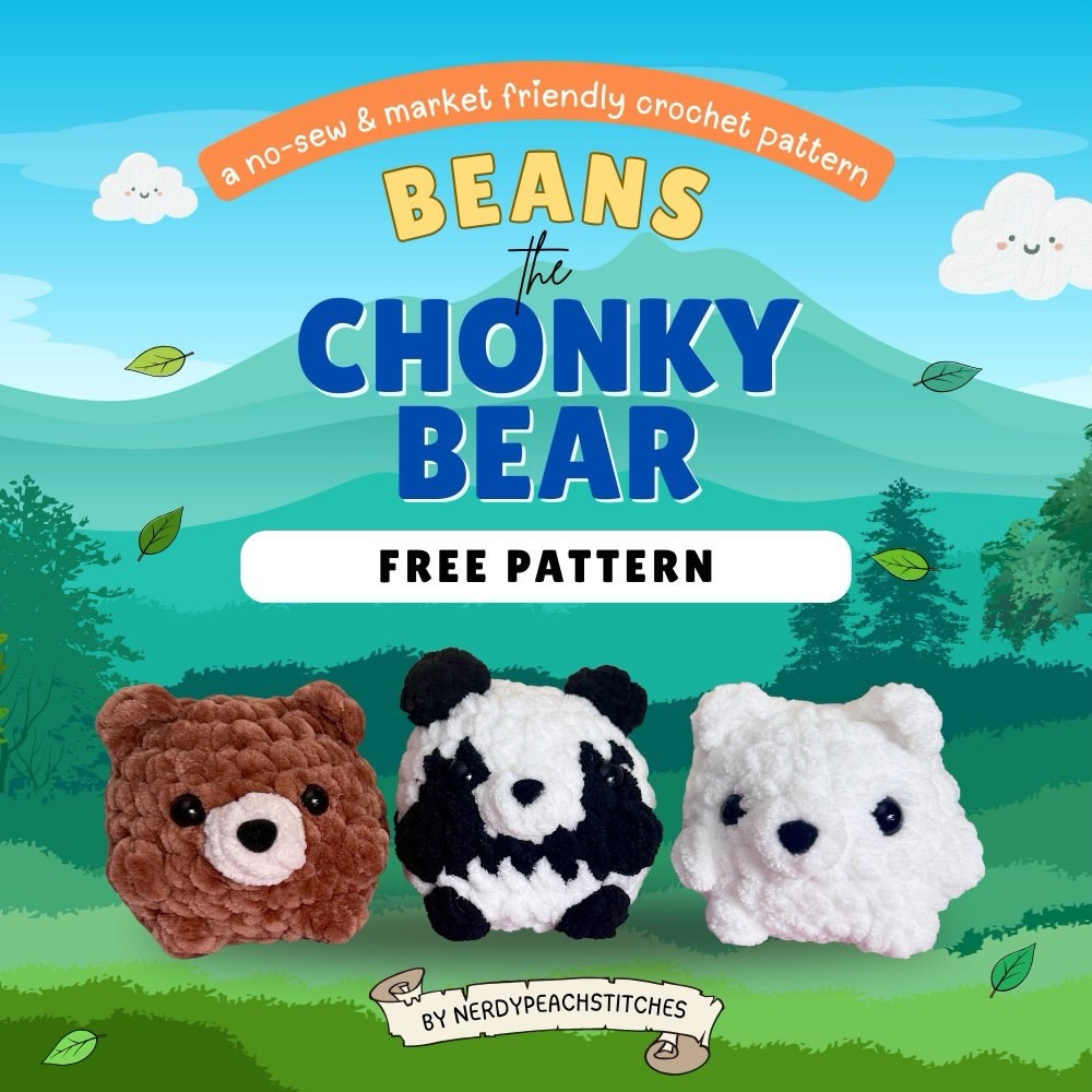 Beans the Chonky Bear: Free No-Sew Crochet Pattern for Teddy, Panda, and Polar Bears