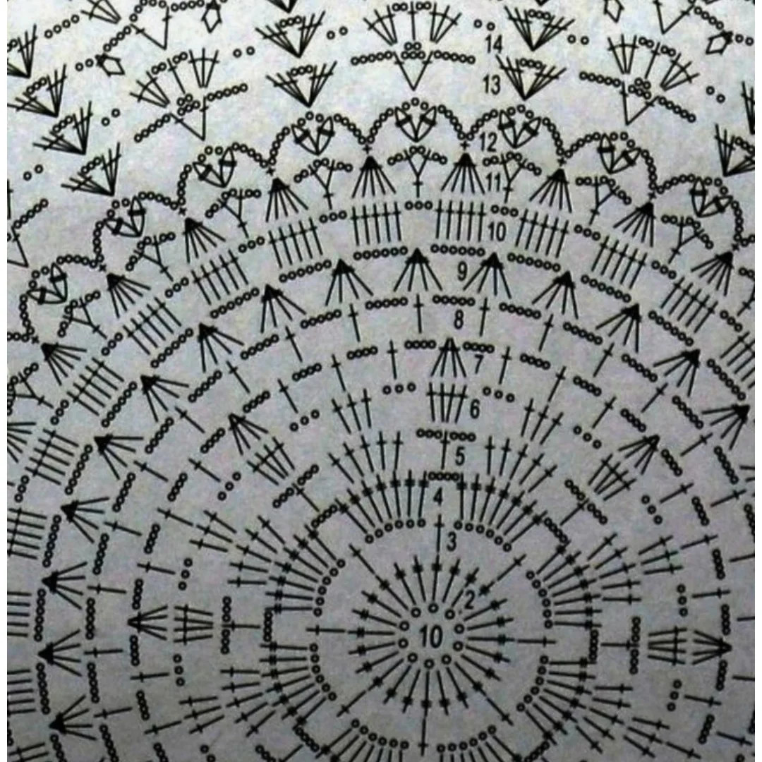 Beautiful White Silk Crochet Round Doily Chart Pattern