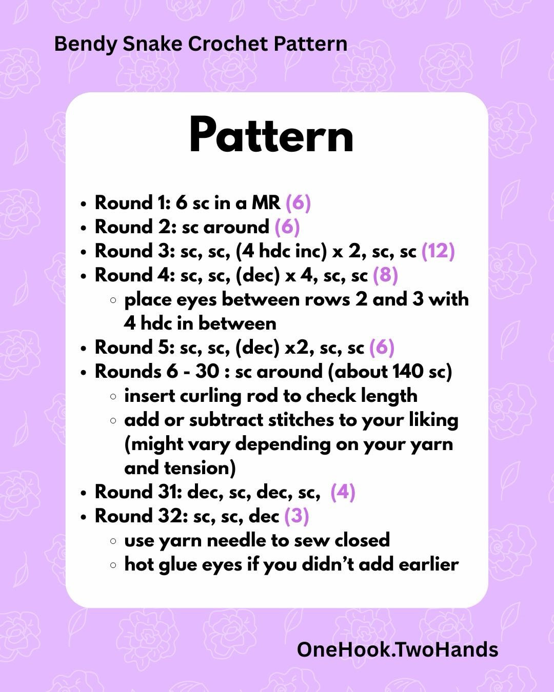 Bendy Snake Crochet Pattern: Free Amigurumi Toy Instructions with Materials and Step-by-Step Guide