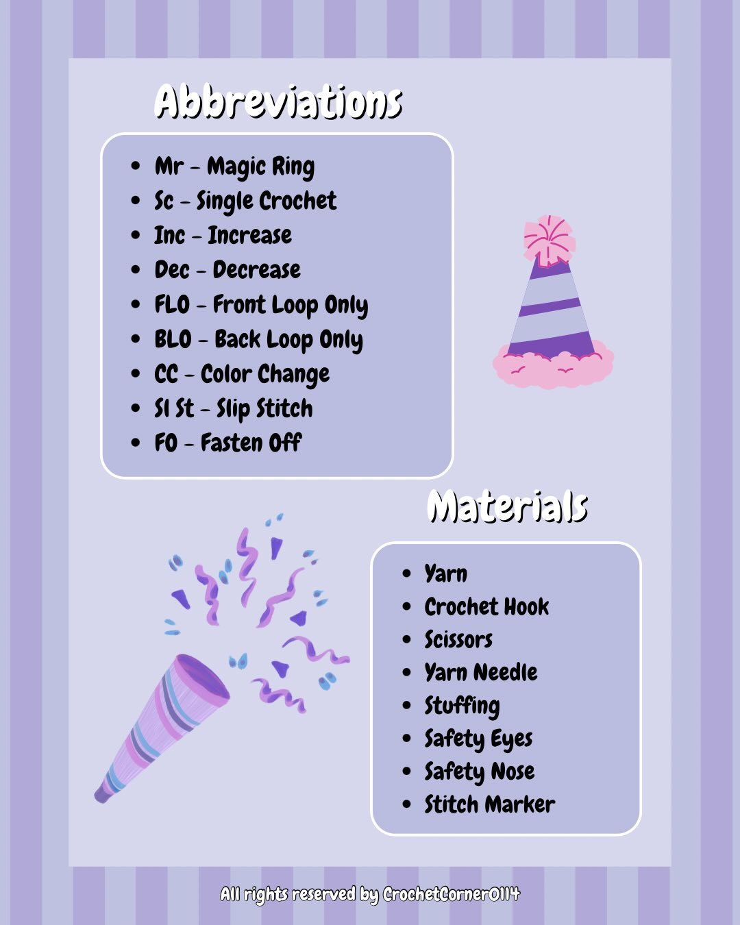 Benny The Bear Birthday Mod: Crochet Pattern for Party Hat and Cupcake Accessories