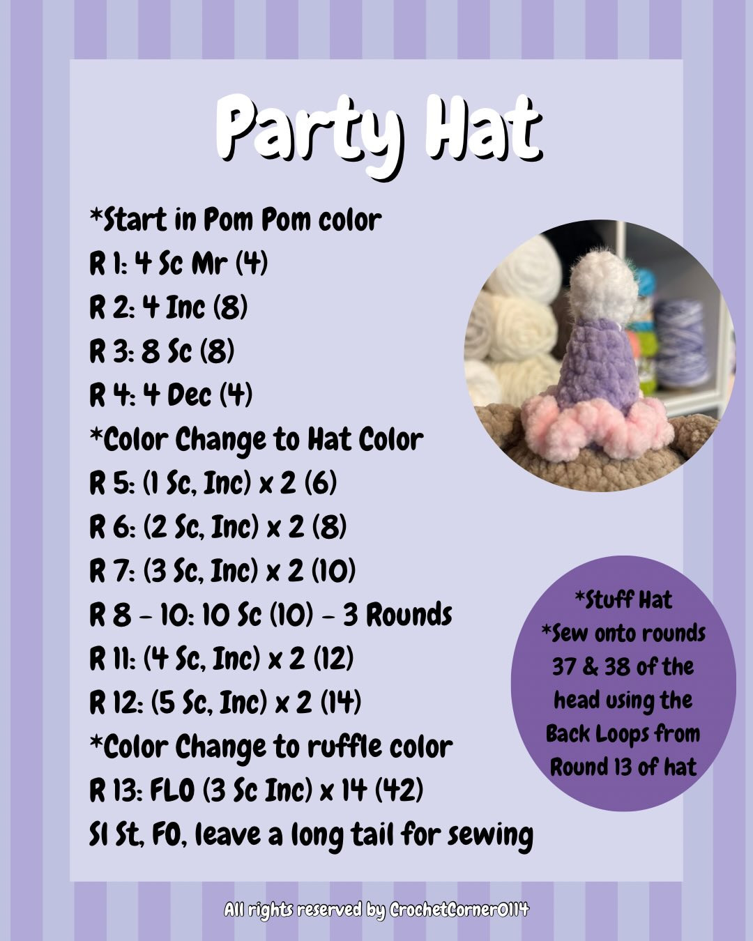 Benny The Bear Birthday Mod: Crochet Pattern for Party Hat and Cupcake Accessories