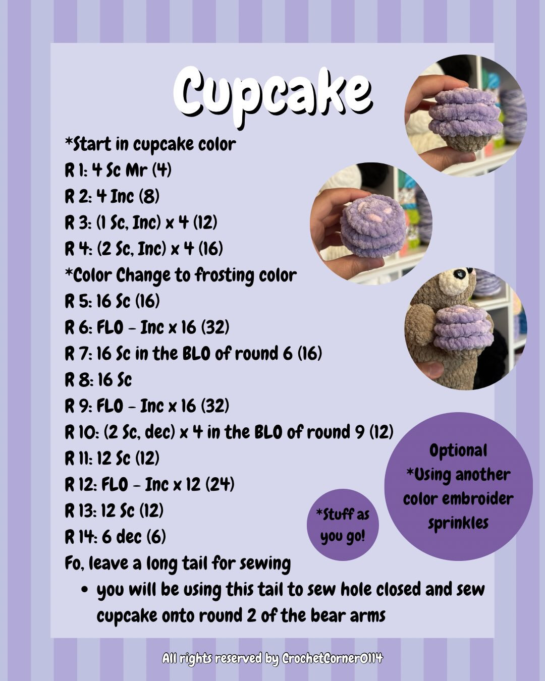 Benny The Bear Birthday Mod: Crochet Pattern for Party Hat and Cupcake Accessories