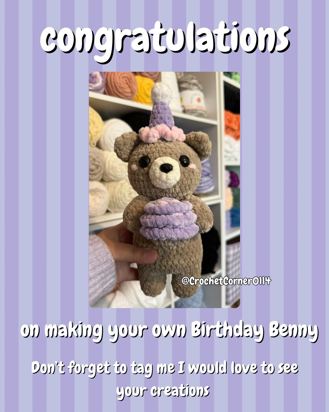 Benny The Bear Birthday Mod: Crochet Pattern for Party Hat and Cupcake Accessories