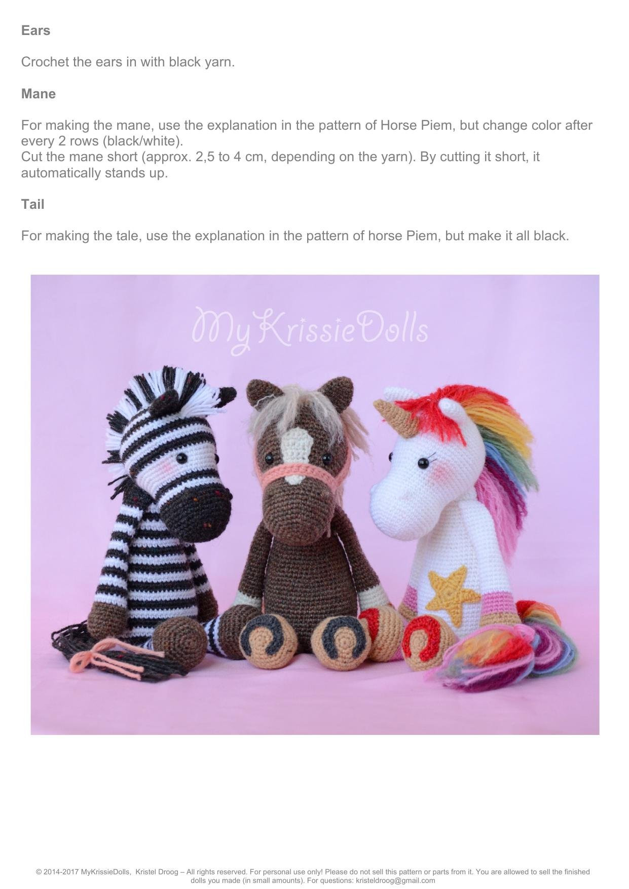 Betje Zebra Amigurumi Pattern - Black and White Striped Crochet Doll