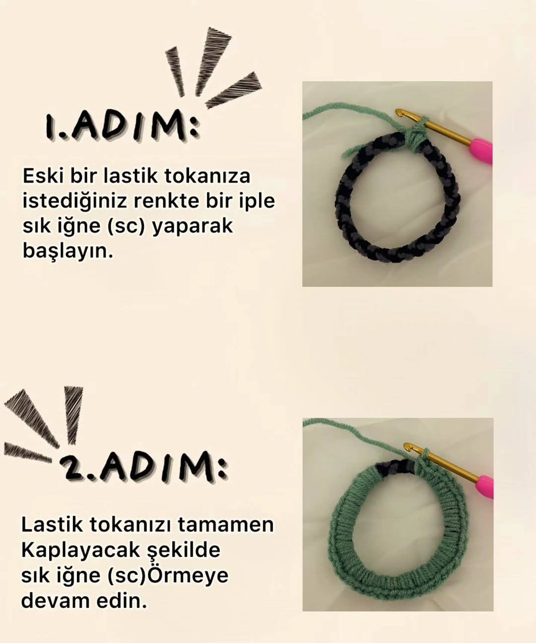 Binlerce Beğeni Alan Lastik Tokanın Yapımı: Yeşil ve Kırmızı Mavi Desenli