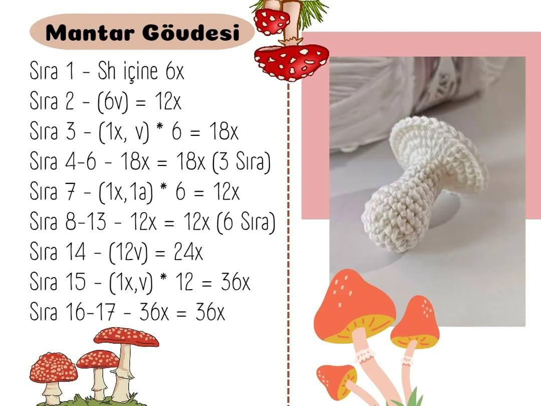 Birlikte Mantar Örüyorum - Amigurumi Mantar Anahtarlık Örgü Tarifi