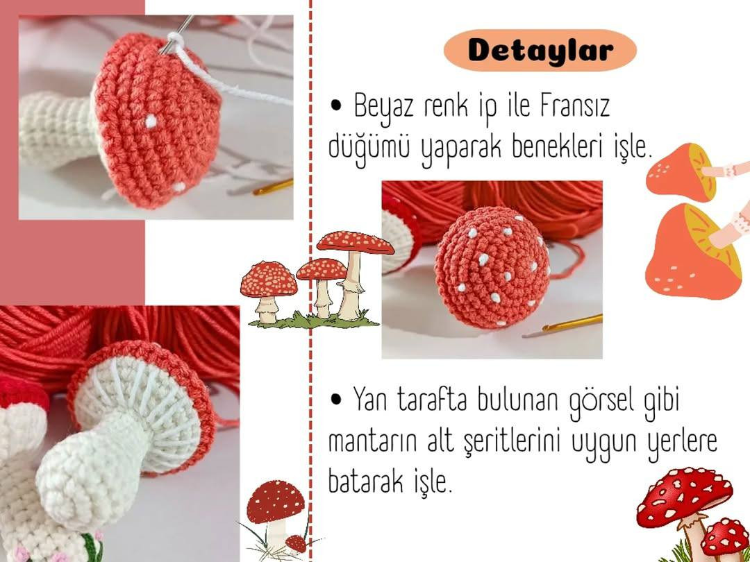Birlikte Mantar Örüyorum - Amigurumi Mantar Anahtarlık Örgü Tarifi
