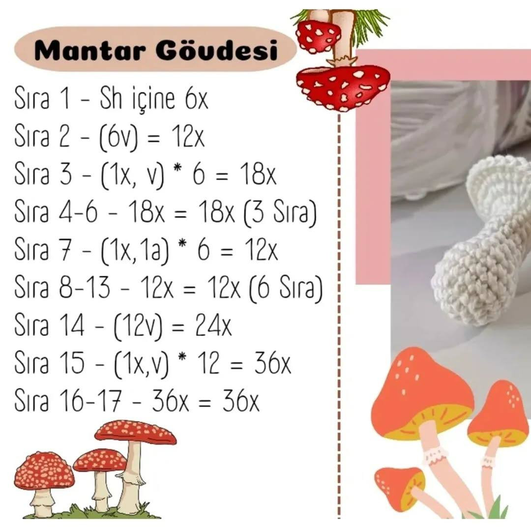 Birlikte Mantar Örüyorum - Amigurumi Mantar Anahtarlık Örgü Tarifi
