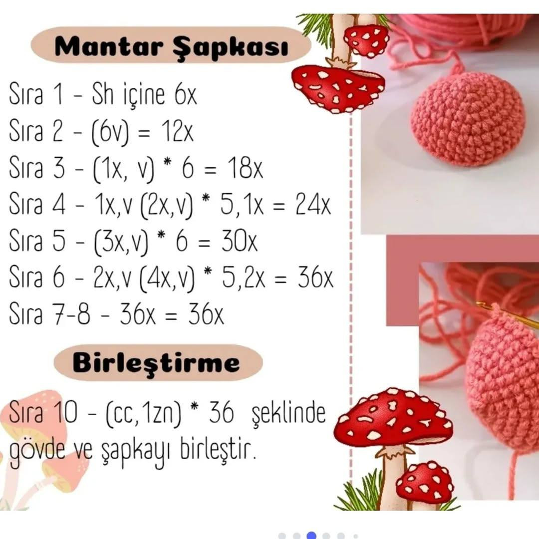 Birlikte Mantar Örüyorum - Amigurumi Mantar Anahtarlık Örgü Tarifi