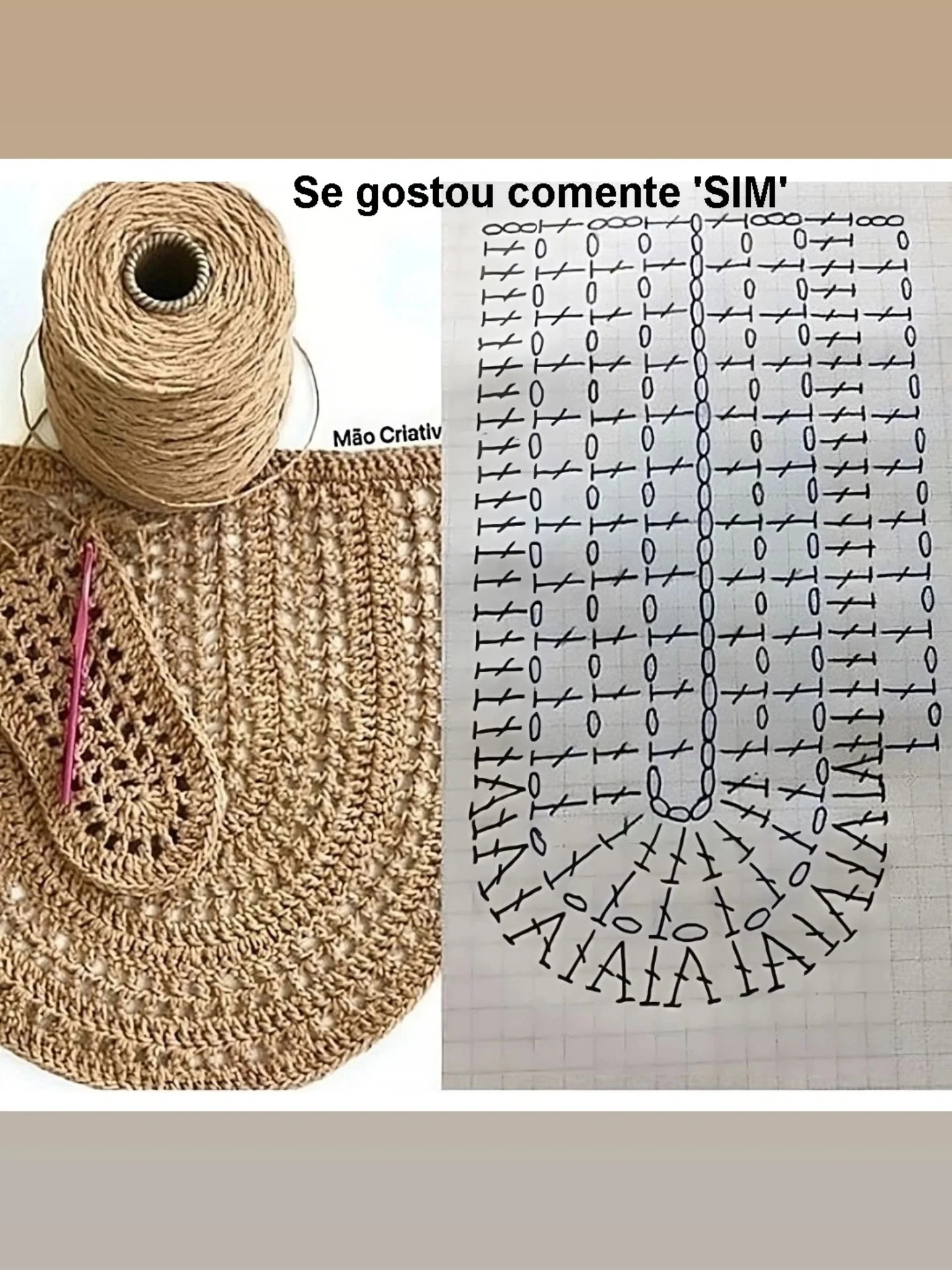 Bolsa de Crochê com Gráfico e Receita em Português