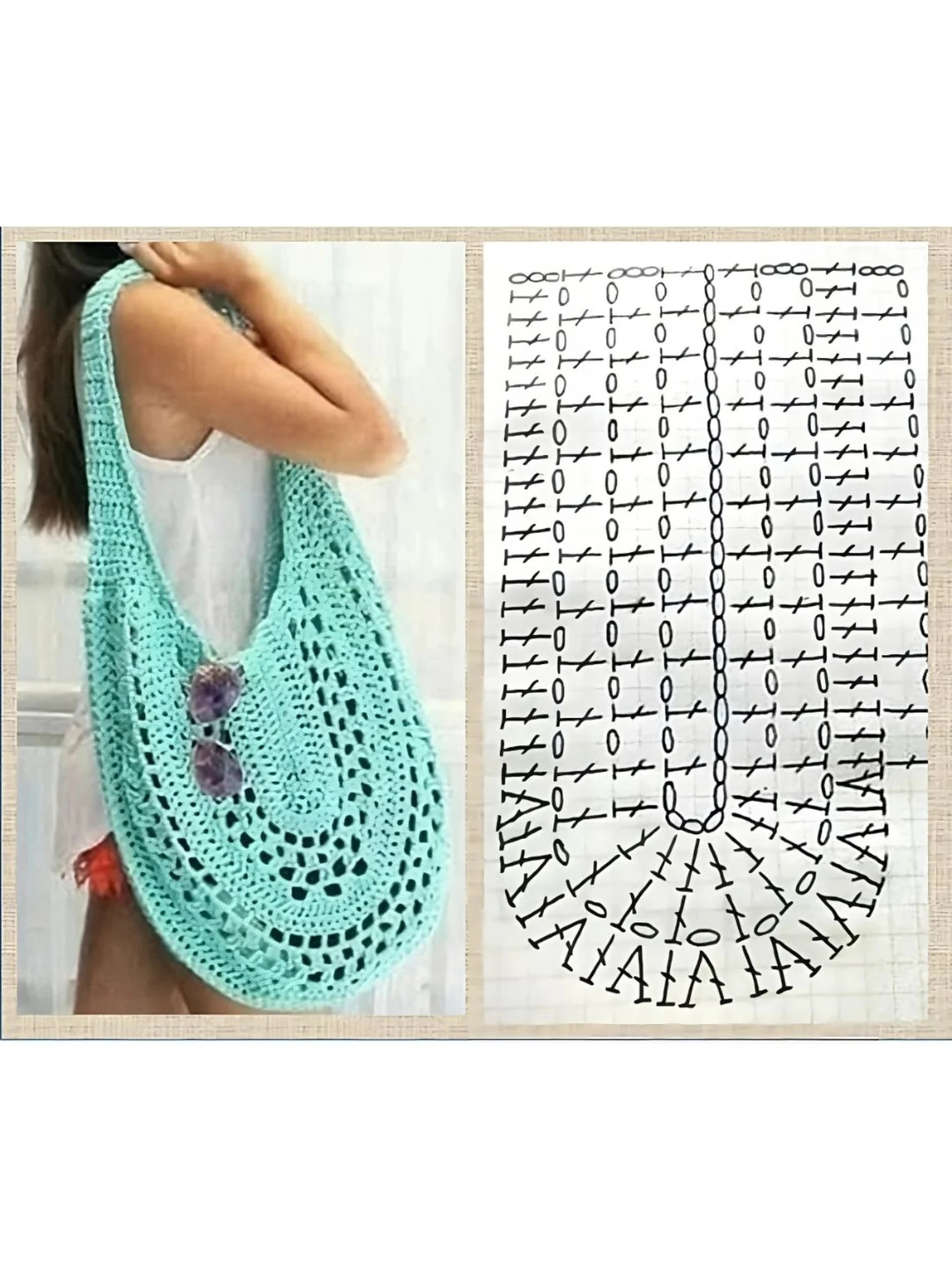 Bolsa de Crochê com Gráfico e Receita em Português