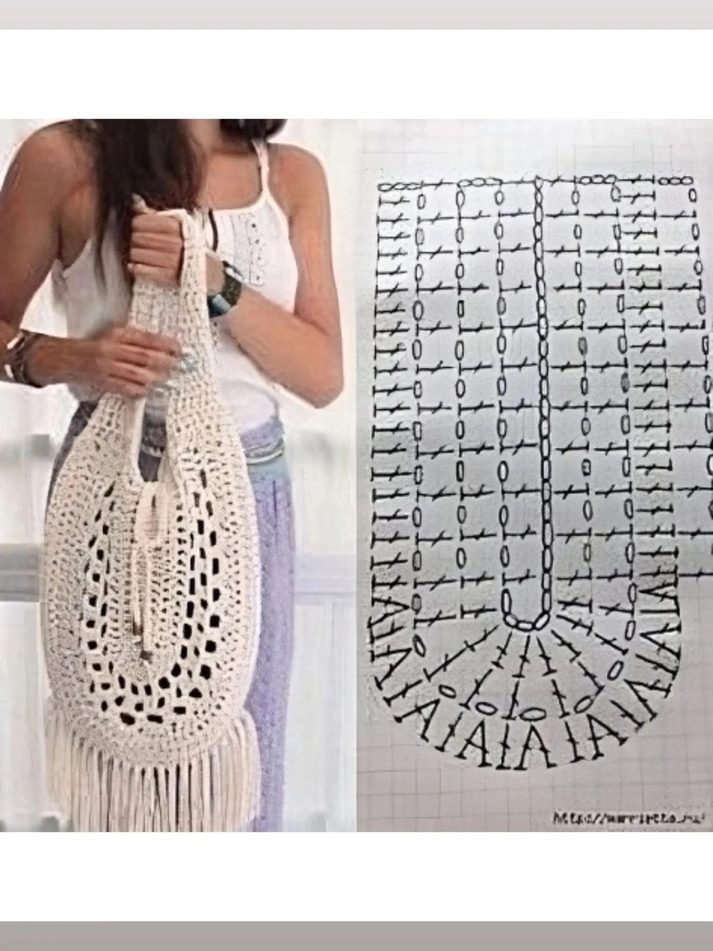 Bolsa de Crochê com Gráfico e Receita em Português